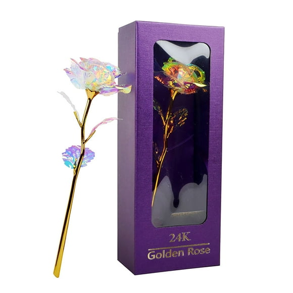 Oimcto Purple Glitter Rose Gift Box with Gold Foil,A New Year's and Valentine's Day Gift.,Color Gold Rose Flower Purple Window Gift Box New Year's Day Gift Gold Foil Rose