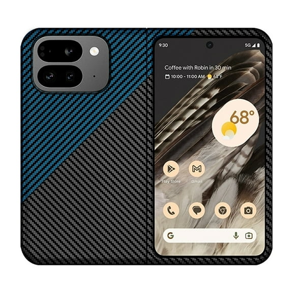 for Google Pixel 9 Pro Fold / Fold 2Men Women Case, Luxury Thin Carbon Fiber Shockproof Drop Protective Ultra Slim Anti-Scratch Lightweight Cover for Google Pixel 9 Pro Fold / Fold 2, Blackblue