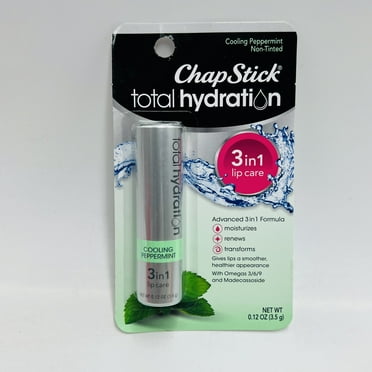 ChapStick Total Hydration Cooling Peppermint 3 in 1 Lip Balm, 0.12 Ounce, 1 tube
