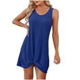 thumbnail image 2 of LADIGASU Women's Casual Fold Solid Color Summer Sleeveless Round-Neck Dress, 2 of 8