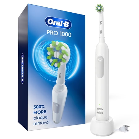 Oral-B Toothbrush, Pro 1000 Rechargeable Electric Toothbrush, White, 1 Count, Adults and Children 3+