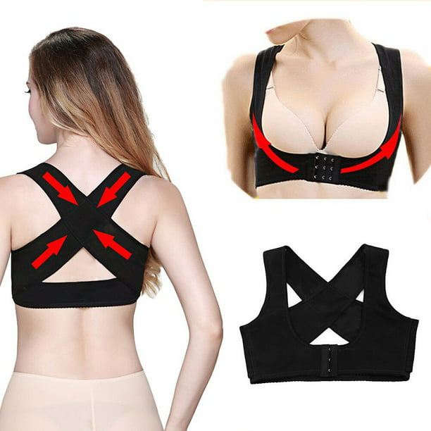 Women Figure Back Posture Corrector Hunchback Relief Humpback Correction  Brace Chest Bra Support for Woman - Size M(Black)