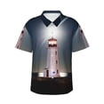 thumbnail image 2 of Yiaed Peggy's Cove Lighthouse Print Hawaiian Shirt for Men Short Sleeve Button Down Shirts Beach Shirts for Men-Large, 2 of 5