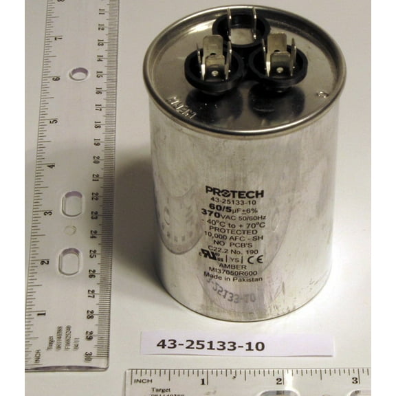 (Price/Each)Rheem Furnace Parts 43-25133-10 Capacitor - 60/5/370 Dual Round