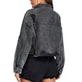 thumbnail image 6 of Coduop Women Casual Long Sleeve Denim Coats Button Cropped Single-breasted Ripped Jean Coat Jacket, 6 of 7