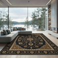 thumbnail image 2 of ODIKA 8'x10' Washable Area Rug Non-Shedding, Easy Care, Black Gold Elegance with Floral Vine Motifs Elegant Symmetrical Design Intricate Border for King Size Bedroom Under Bed, Master Suite, 2 of 7