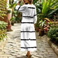 thumbnail image 7 of Lnmiateer Women Boho Maxi V Neck Dress Ruffle Lace Up Bust Puff 3/4 Sleeve Elastic Waist Side Slit Flowy Beach Long Casual Wear, 7 of 7