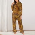 thumbnail image 3 of Kll Vintage Map Print Women'S Long Sleeve Pajamas With Pants Sleepwear Loungewear 2 Set-Xx-Large, 3 of 9
