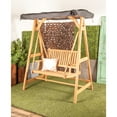 thumbnail image 2 of DecMode Teak Wood Indoor Outdoor Bench Swing with Black Awning, Brown, 2 of 15