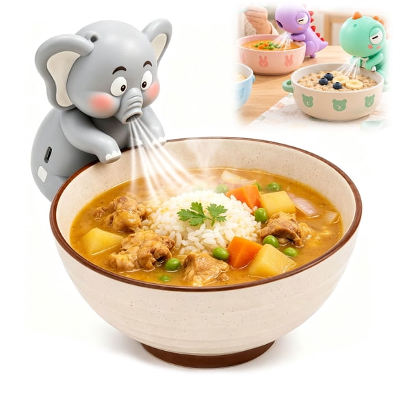 Cooling Clip-On Mini Fan for Cup & Bowl, Cute Animal Food Cooling Fan, Portable Hanging Mug Fan for Soup & Drinks, Rechargeable(Gray)