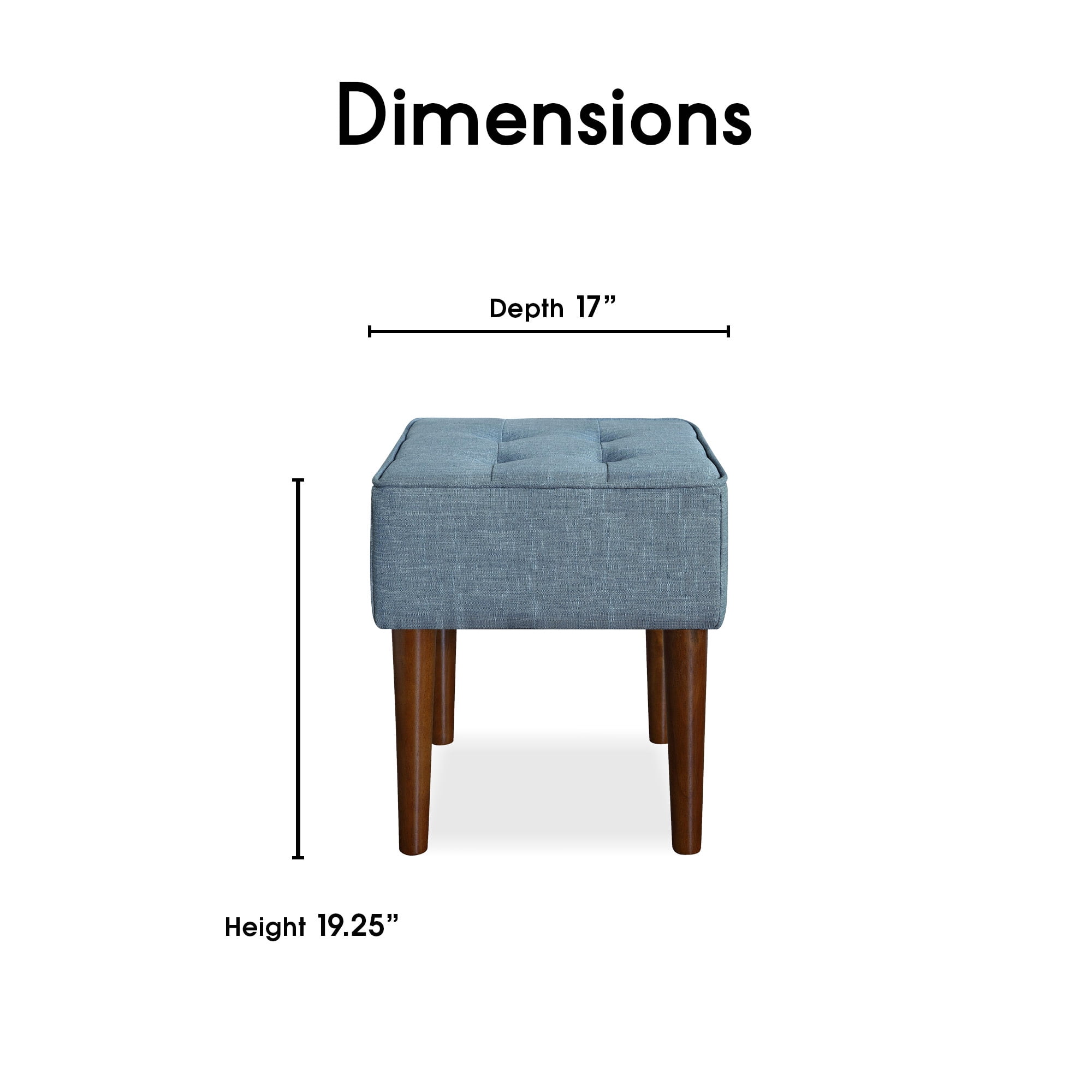 Elle Decor Aria Tufted Upholstered Ottoman Foot Rest Stool, French Blue