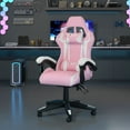 thumbnail image 3 of Bigzzia High-Back Gaming Chair Computer Racing Chair with Headrest and Lumbar Support for Back Pain, Pink, 3 of 8