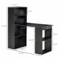 thumbnail image 2 of Resenkos Desk with Shelves,Modern Home Office Desk with 6-Tier Storage Shelves, 47" Writing Table with Bookshelf, Black, 2 of 5