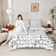 thumbnail image 4 of Homewish Teens Boys Girls Musical Note 3 Pieces Queen Comforter Set,Music Melody Theme Ultra Soft Bedding Sets,Black White Bedding Comforter Set Breathable,Lightweight Room Decor,Reversible, 4 of 8
