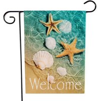 Welcome Beach Garden Flag Starfish and Seashell Double Sided Decorative Sea Small Summer Fall Yard Decor Flags for Outdoor Decoration 12 X 18 Inch