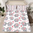 thumbnail image 2 of Manfei Kawaii Zoo Elephant Twin Sheet Sets,Wild Animal Twin Fitted Sheet,Pink Loves Balloon Flat Sheet For Girls Kids,Breathable Home Decor,3pcs, 2 of 7