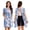 Light Blue Print, variant on Pinspark Hospital Gowns for Women Open Back Tear Away Short Sleeve Dress Snap Open Post Surgery Adaptive Nightgown with Pockets