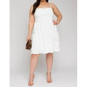 Gilli Plus Size Sleeveless Smocked Back Dress