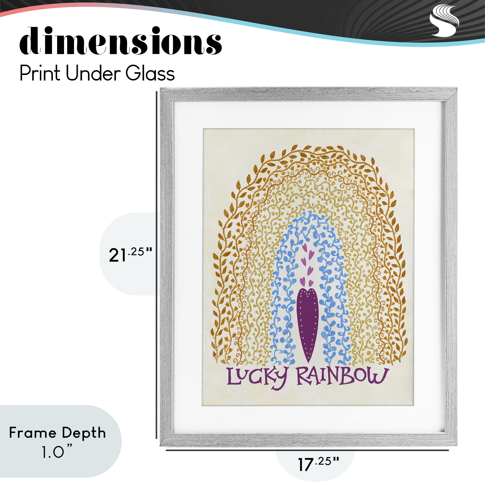 Stupell Industries Boho Lucky Rainbow Gray Framed Print Under Glass, design by Connie Summers