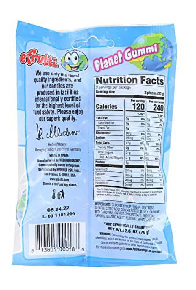 Efrutti Planet Gummi - Gummy Candy - 2.6 OZ - 1 PK Fruity Flavor  Individually Wrapped 