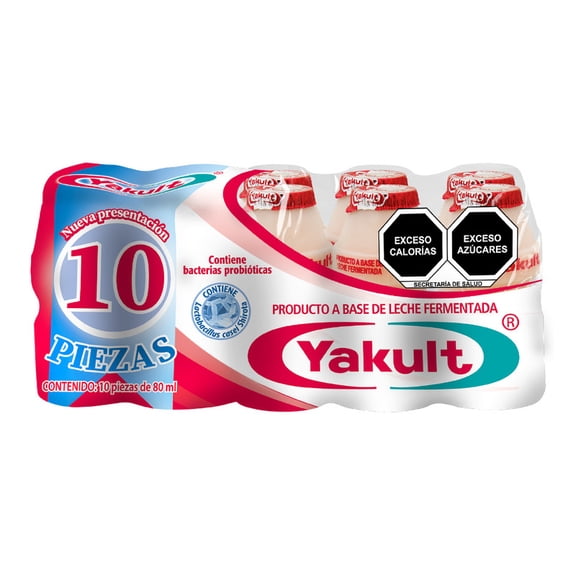 Producto a base de leche Yakult 10 pzas de 80 ml c/u