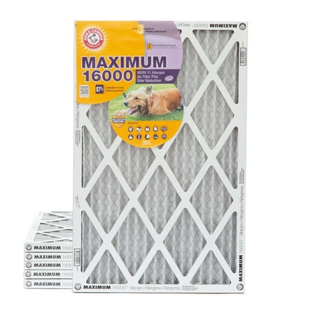 

12x20x1 Arm & Hammer Maximum Allergen and Odor Reducing MERV 11 Air Filters. 6 Pack