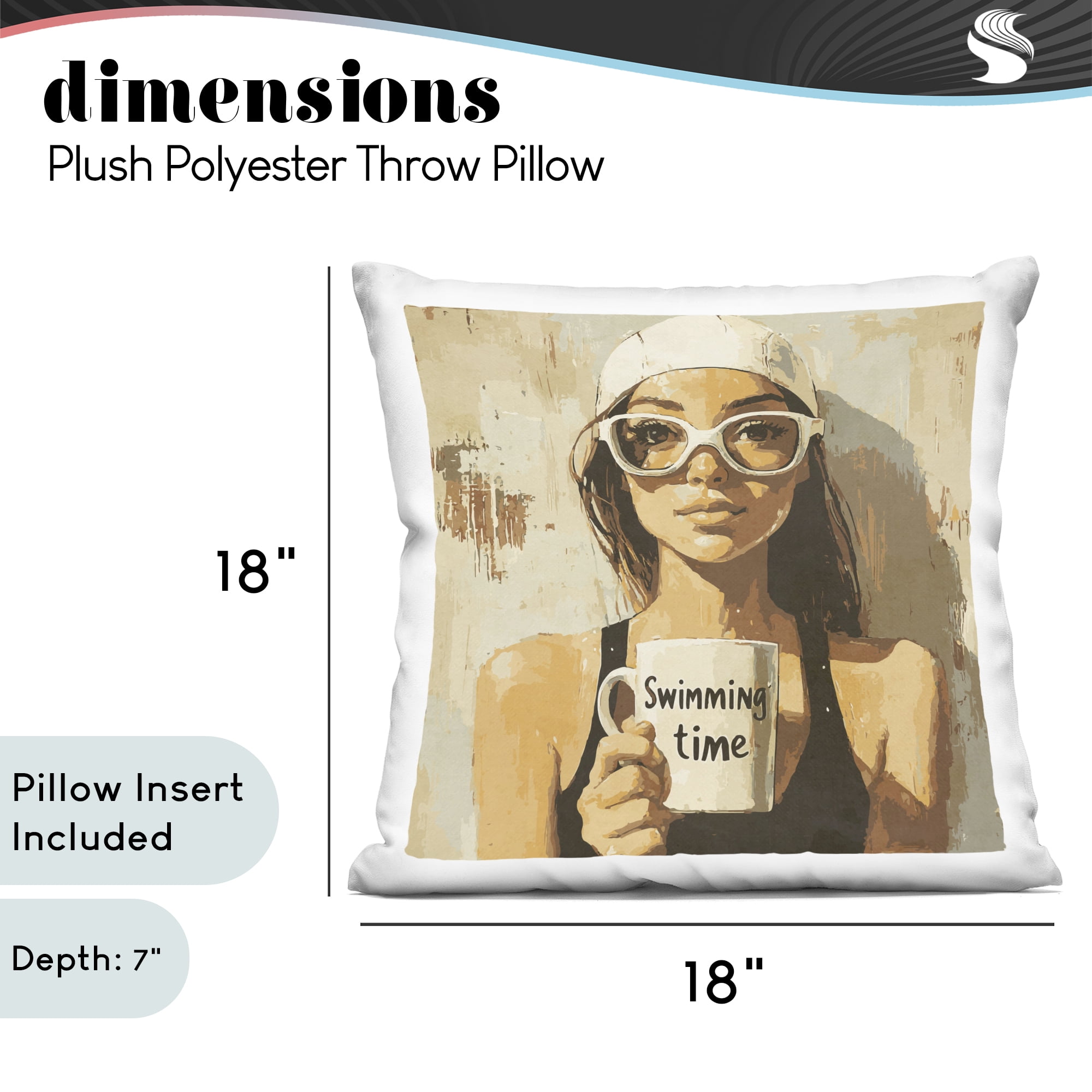 Stupell Industries Swimming Mug Girl Decorative Printed Throw Pillow, design by Layla Oz