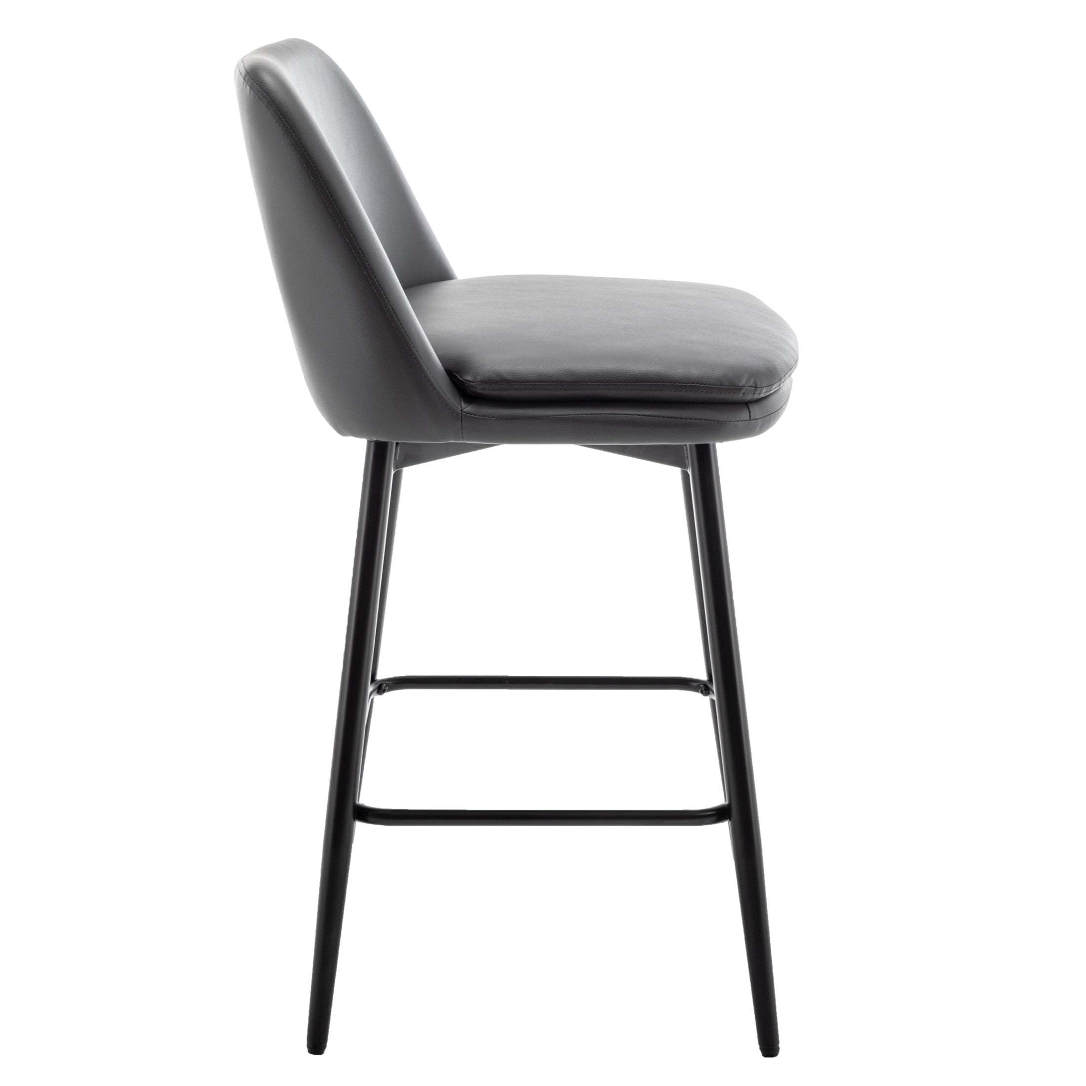 Noble House Bertis 360° Swivel Bar Stools, Upholstered Linen Kitchen Island Chairs with Metal Legs, Dark Gray, Set of 2