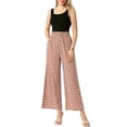 thumbnail image 2 of INSPIRE CHIC Women's Pant Geometric Pattern Elastic Tie Waist Summer Boho Wide Leg Long Pant S Caramel, 2 of 6