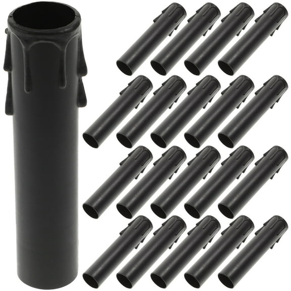 Black Plastic Candle Covers for Chandelier Parts Replacement Fits Most Bulbs 20 Pieces Φ22x105mm