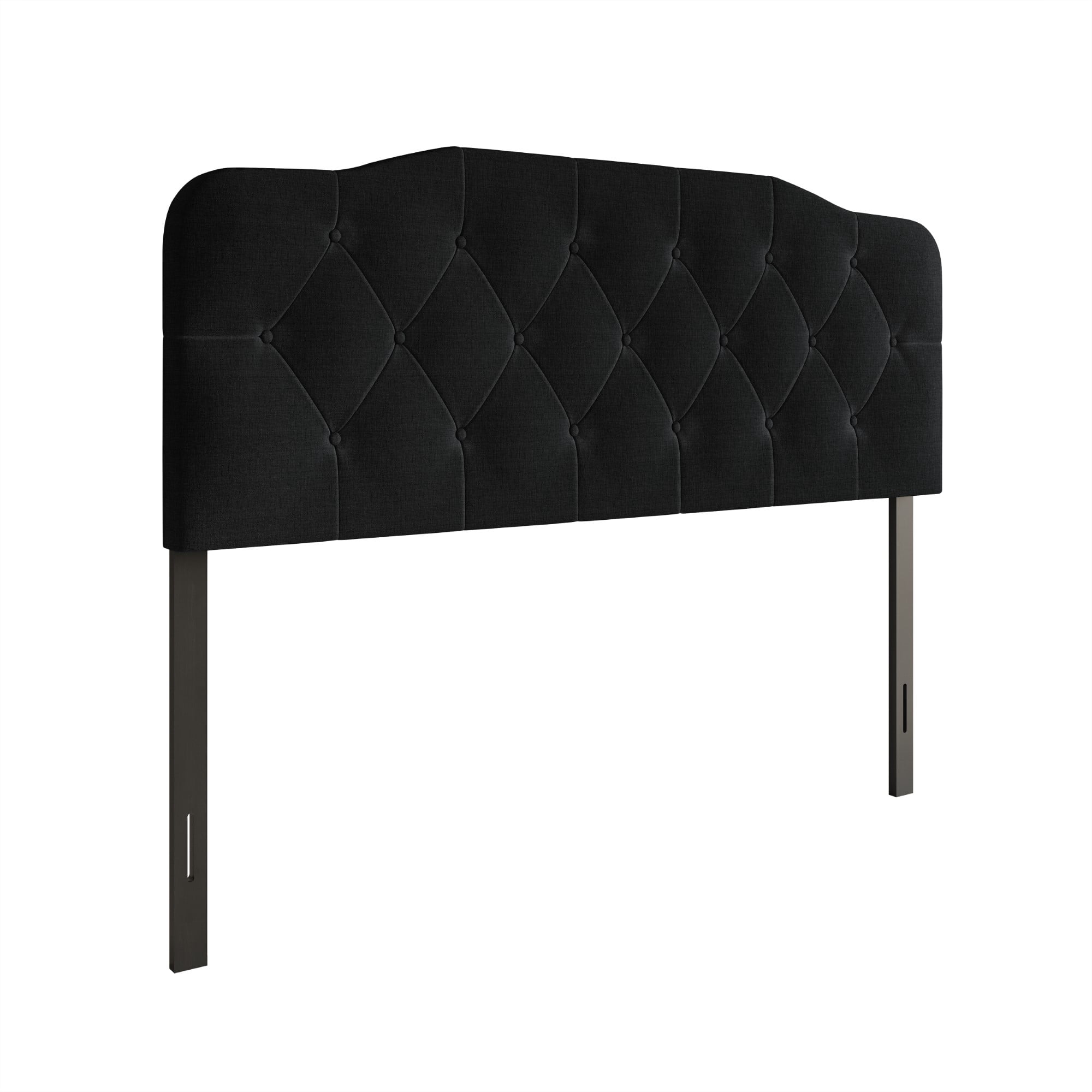 Home Design Albany King Tufted Upholstered Headboard with Adjustable Height and Foam Padding, Black, Easy Assembly