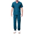 thumbnail image 6 of Medical Uniform Unisex Women and Men’s V-Neck Super Stretch Scrub Set Blue XL, 6 of 6