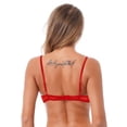 thumbnail image 3 of iiniim Woman's Lace Sheer Shelf Bra Lingerie Underwired Balconette 1/4 Cup Hollow Out Bralette Red B 5XL, 3 of 7