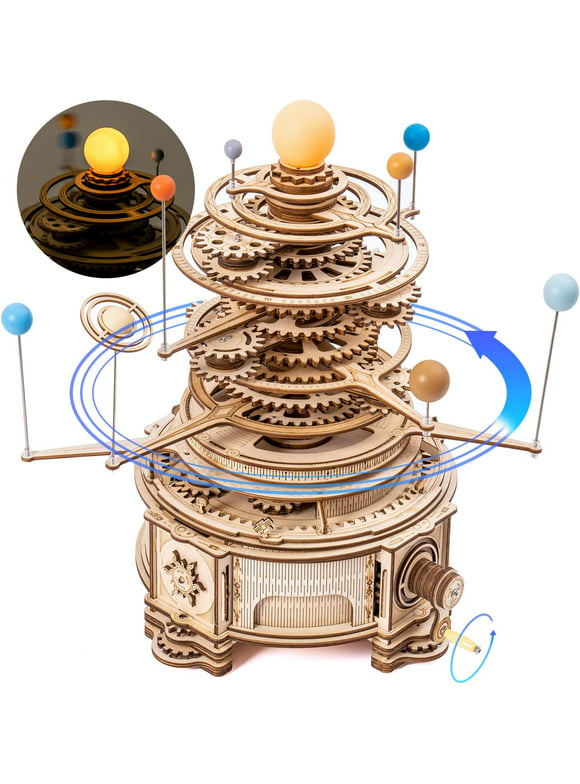 ROKR 316 Pieces 3D Wooden Puzzle Orrery Solar System Model Kit Crafts Desk Decor Gift for Adults Teens