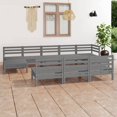 thumbnail image 1 of vidaXL 10 Piece Garden Lounge Set Grey Solid Wood Pine, 1 of 8