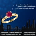 thumbnail image 2 of Gem Stone King 14K Yellow Gold Red Created Ruby Engagement Ring for Women | 1.55 Cttw | Round 7MM | Gemstone July Birthstone | Size 6, 2 of 6