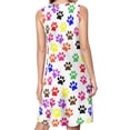 thumbnail image 2 of Colorful Paw Print Spring Summer Dresses for Women Fashion T-shirt Dress Casual Sleeveless Loose Sundress with Pockets, 2 of 5