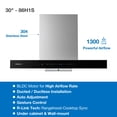 thumbnail image 2 of ROBAM 30" Wall Mount Range Hood 86H1S, 1300 CFM with Gesture Sensing/ Auto-Adjust Speed Control/ R- Link System/ LED Lights/ Cleaner Airflow, 2 of 8
