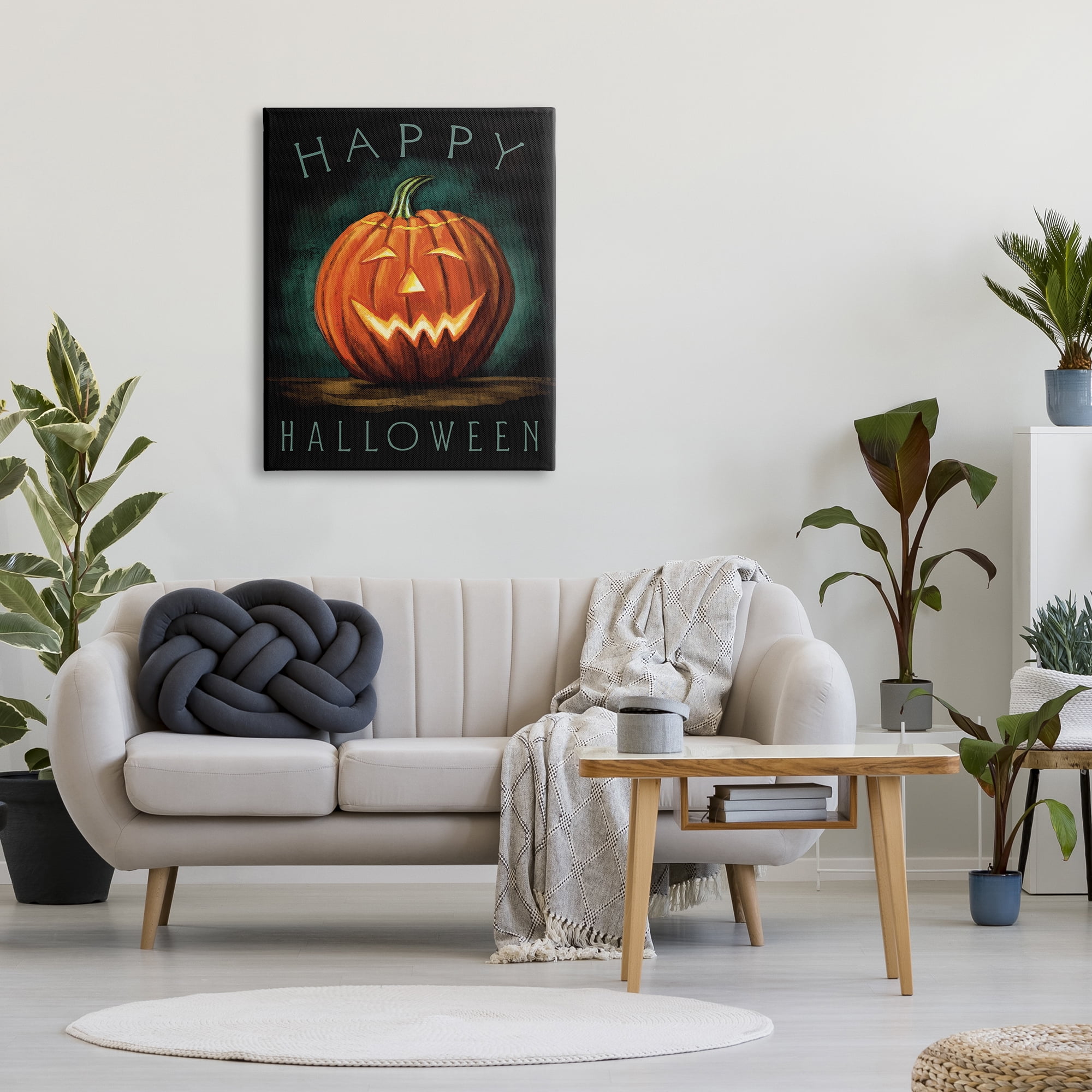 Stupell Industries Happy Halloween Happy Jack-O-Lantern Smile Festive, 30 x 40, Designed by Elizabeth Tyndall