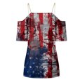 thumbnail image 4 of Fiudx Camisas de Mujer Top de Manga Corta Estampado Del Día de La Independencia con Cuello Redondo y Correa Sexy para Mujer, 4 of 5