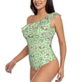 thumbnail image 2 of Gaeub Spring Gnomes Women's One Shoulder Ruffle Tummy Control Swimwear for Swimming Surfing Beach Party - Medium, 2 of 8