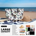 thumbnail image 4 of Goofa Dinosaur on Excavator2 Print Beach Bags Waterproof Beach Tote Bag Zipper Sandproof Swim Pool Bag Large Tote Beach Vacation Travel, 4 of 6