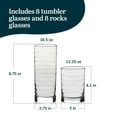 thumbnail image 3 of Libbey Pueblo Tumblers and Rocks Glass Cups Set, Wavy and Groovy Drinking Glasses Set of 16, Dishwasher Safe Modern Glassware for Everyday Use, 3 of 6