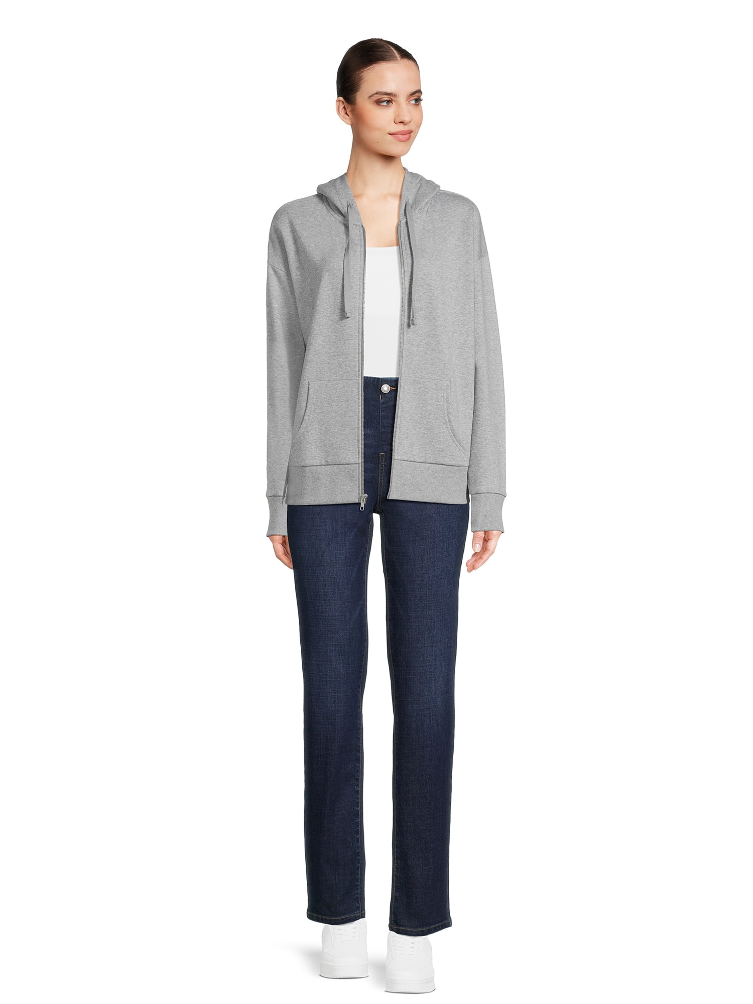 Time and Tru Women's Full Zip Fleece Jacket with Pockets, Sizes XS-XXXL
