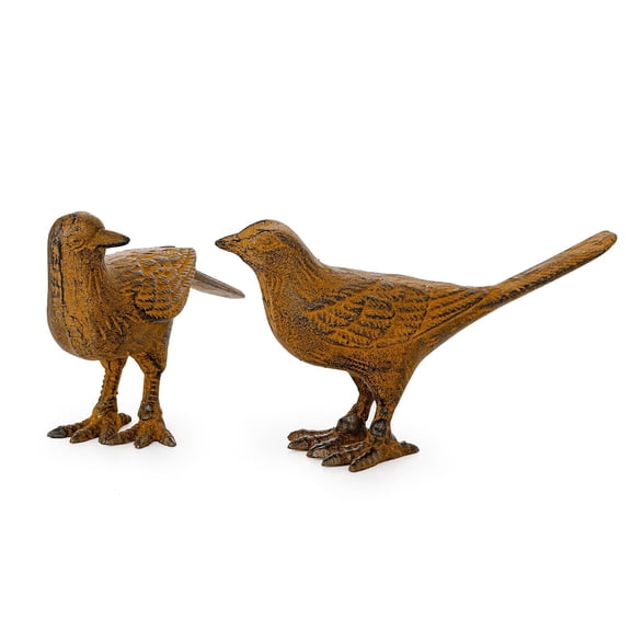 Sungmor Cast Iron Bird Statues Set of 2, Vintage Animal Collection Figurines, Home Office Table Decor, Paperweight, Doorstop, Garden Lawn Cute Ornament, Rust Finish