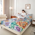 thumbnail image 4 of Manfei Boho Sunflower Full Size Sheets,Rustic Flower Floral Bed Sheets,Watercolor Country Plant Sheet Sets For Kids,Luxury Bedroom Decor,4 Pieces, 4 of 7