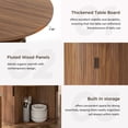 thumbnail image 4 of Hawsaiy 47" Round Dining Table for 4 with Sliding Door Storage Base, Waterproof Scratch-Resistant Wood Top, Modern Farmhouse Kitchen Dining Table, Walnut, 4 of 8