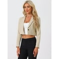 thumbnail image 2 of DARING DIVA Women's Notched Lapel Business Cropped Blazer M Apricot, 2 of 6
