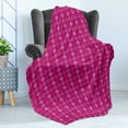thumbnail image 4 of Geometric Soft Flannel Fleece Throw Blanket, Pink Tones Design Diagonal Squares in Symmetric Warm Colored Repetition, Cozy Plush for Indoor and Outdoor Use, 50" x 60", Magenta Baby Pink, by Ambesonne, 4 of 5
