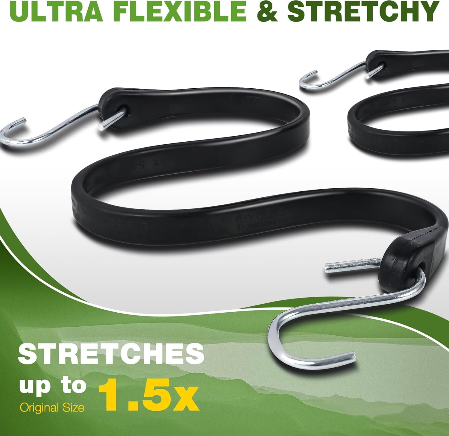 IZEYNO 10 Pack Heavy Duty Bungee Cords with Hooks, EPDM Rubber Tarp Straps in 10", 15", 21", 31" Sizes for Cargo, Bikes, Camping Gear, Luggage - Max Stretch 1.5X, Load 180 lbs